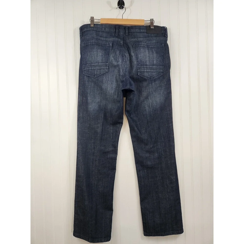 Kenneth Cole NY Mens Dark‎ Wash Straight Leg Jeans Blue 36x32 Casual Outdoor